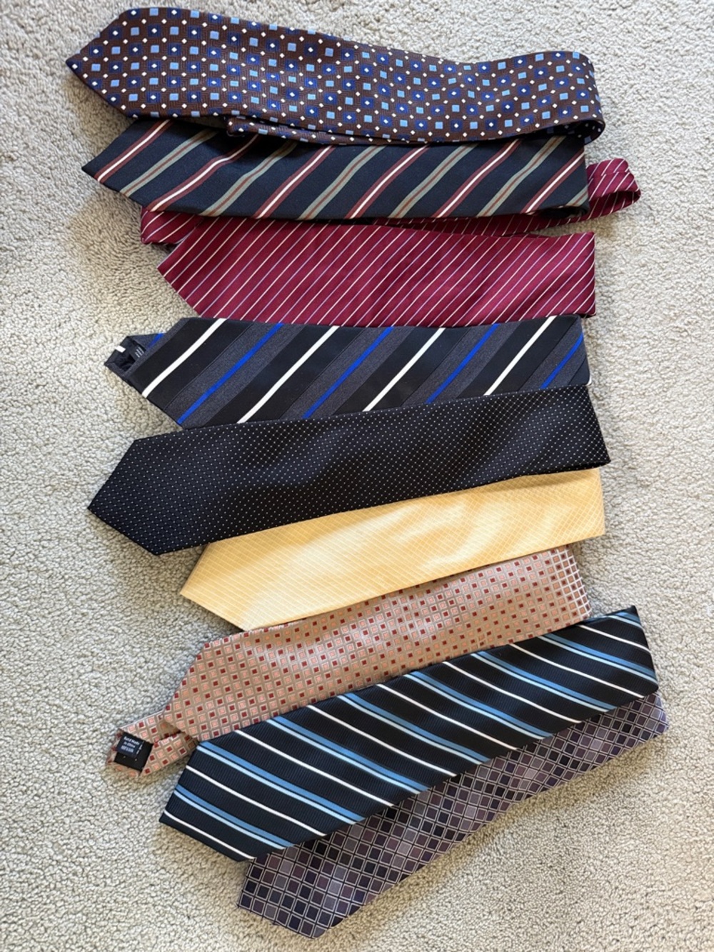 Express Men's Tie Lot - Burgundy, Navy, Black, Yellow, Brown, Blue
